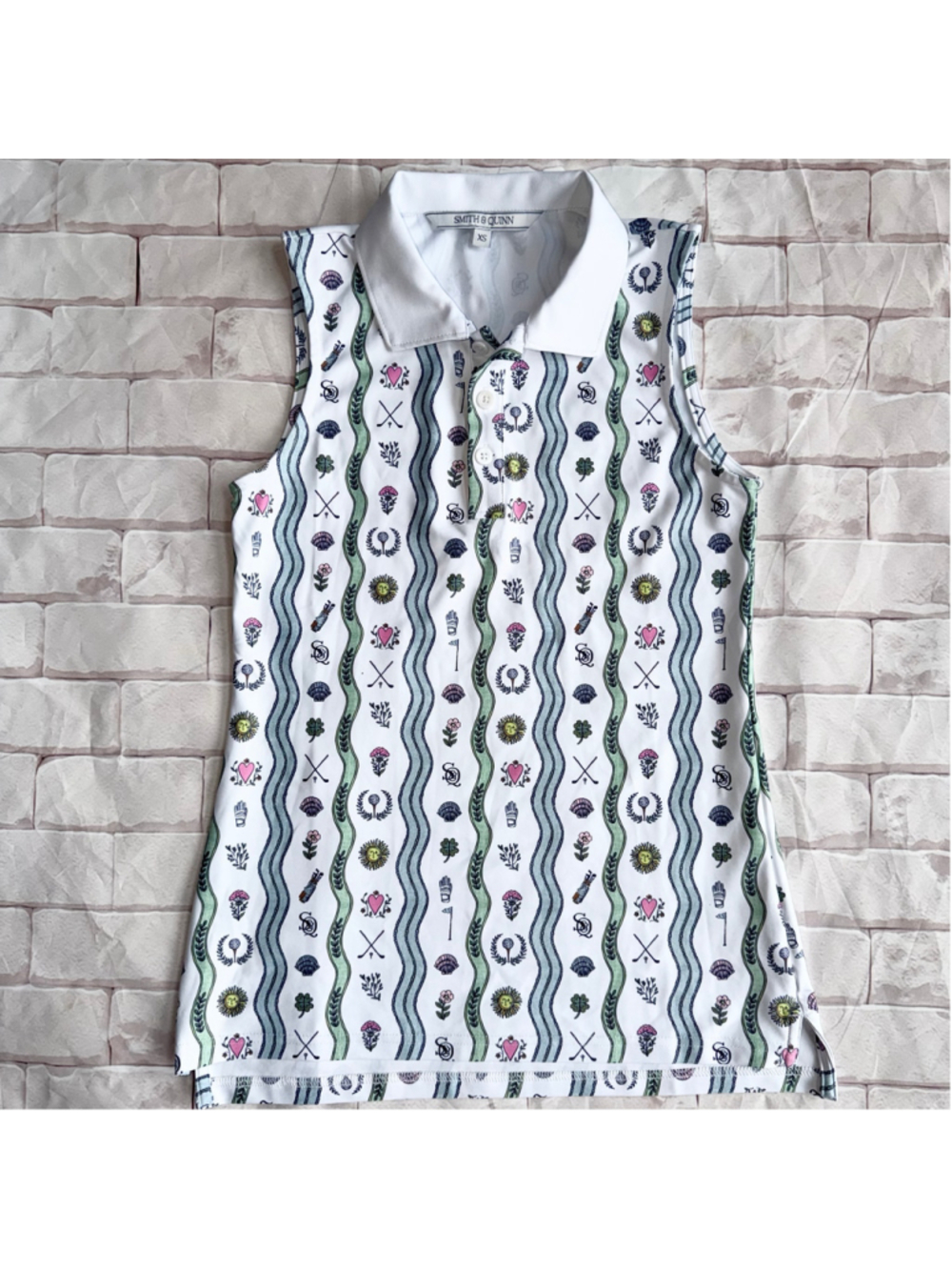 NWOT Women’s XSmall Smith & Quinn Sleeveless Collared Golf Print Athletic Polo